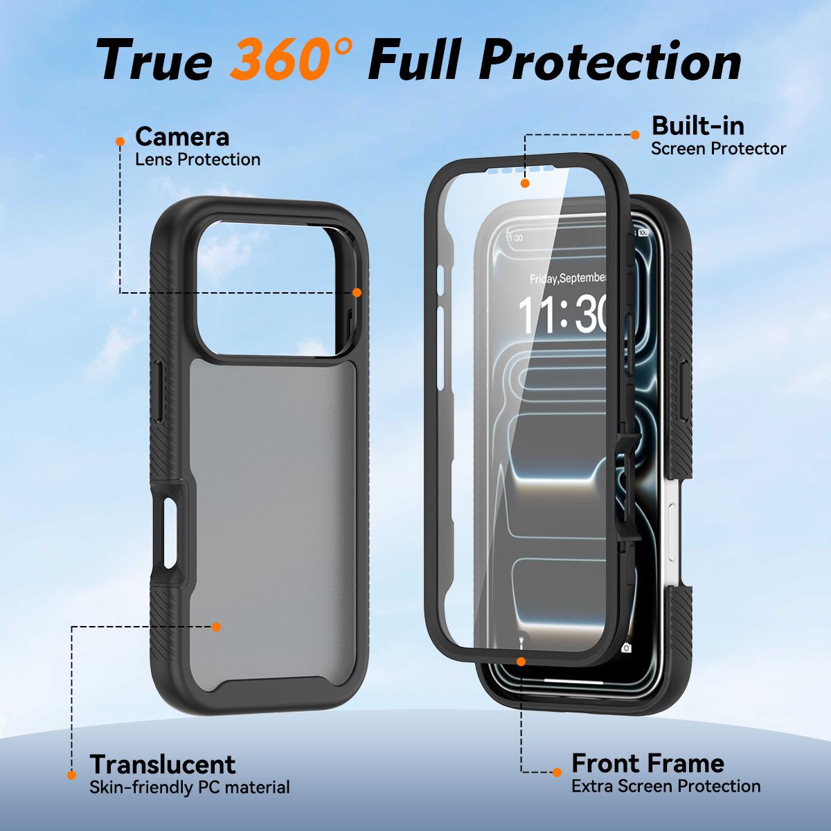 Compatible with iPhone 18 Pro Starry Sky Matte Two-Tone TPU Dual-Layer PC Phone Case with Screen Protector - Green