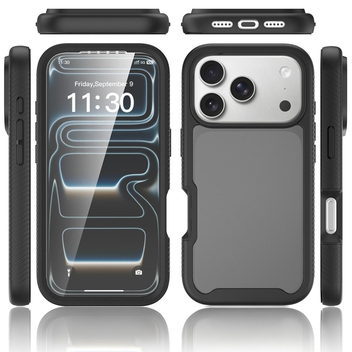 Compatible with iPhone 18 Pro Starry Sky Matte Two-Tone TPU Dual-Layer PC Phone Case with Screen Protector - Orange