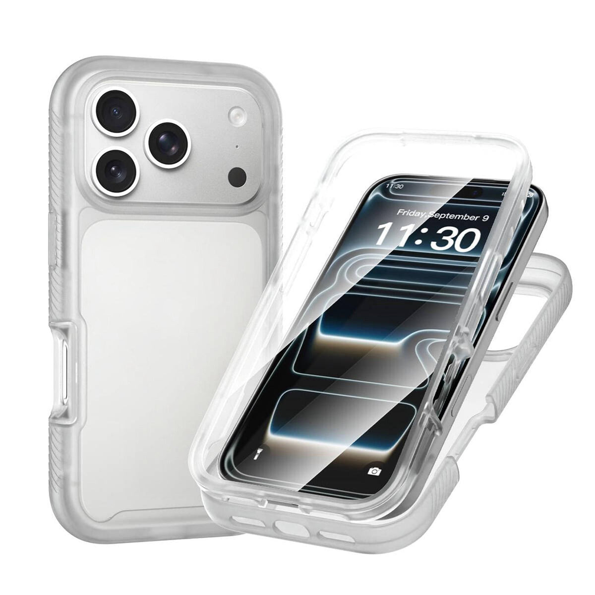 Compatible with iPhone 18 Pro Starry Sky Matte Two-Tone TPU Dual-Layer PC Phone Case with Screen Protector - Matte Transparent