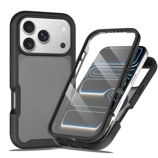 Compatible with iPhone 18 Pro Max Starry Sky Matte Two-Tone TPU Dual-Layer PC Phone Case with Screen Protector - Black