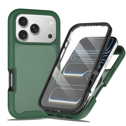 Compatible with iPhone 18 Pro Max Starry Sky Matte Two-Tone TPU Dual-Layer PC Phone Case with Screen Protector - Green