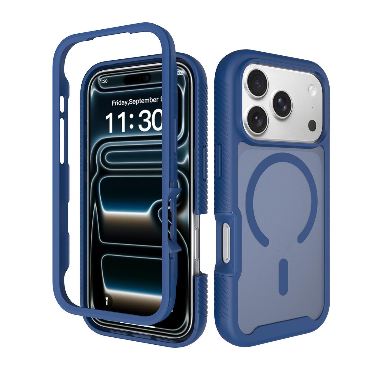 Compatible with iPhone 18 Pro Starry Sky Matte Magnetic TPU Dual-Layer PC Phone Case - Blue