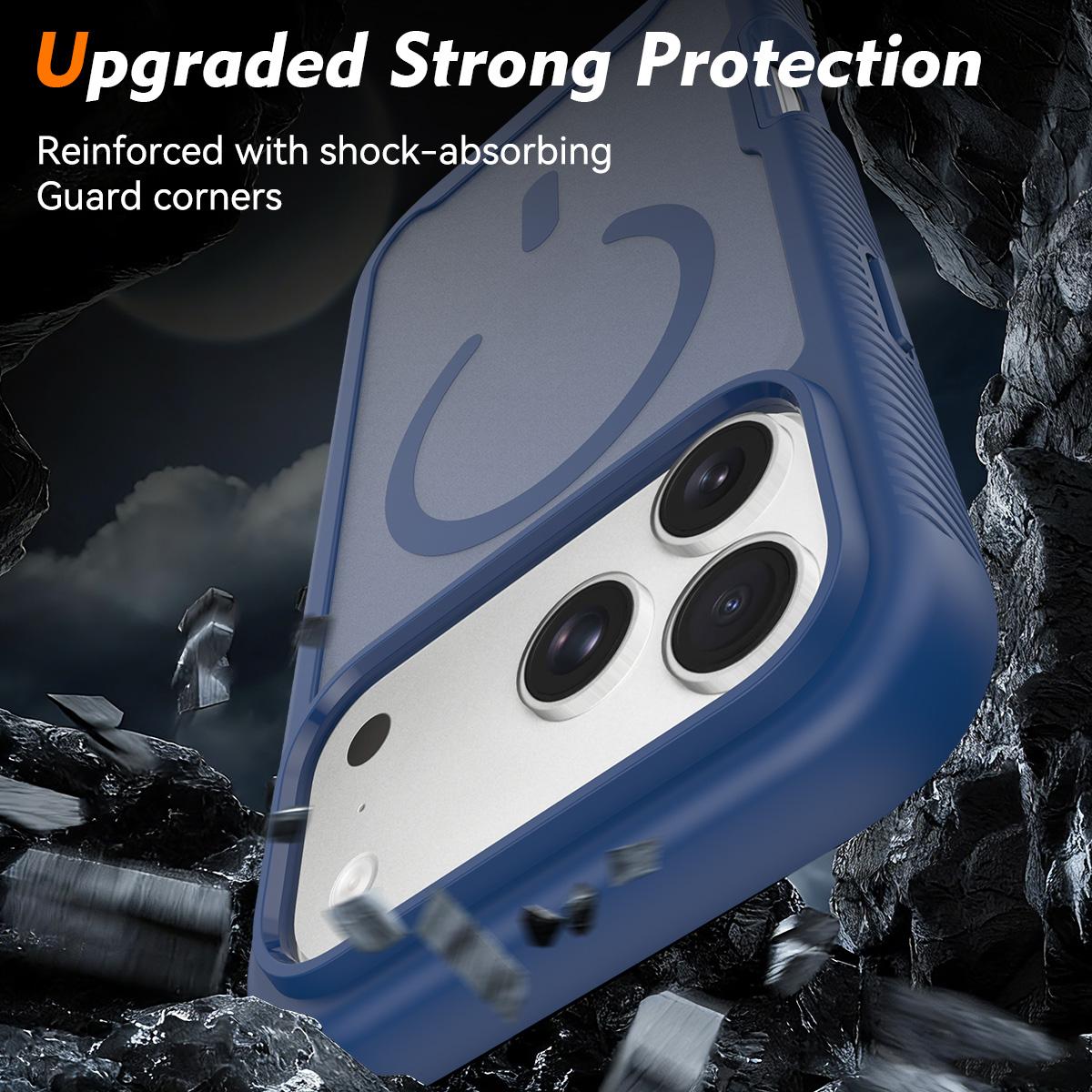 Compatible with iPhone 18 Pro Starry Sky Matte Magnetic TPU Dual-Layer PC Phone Case - Blue