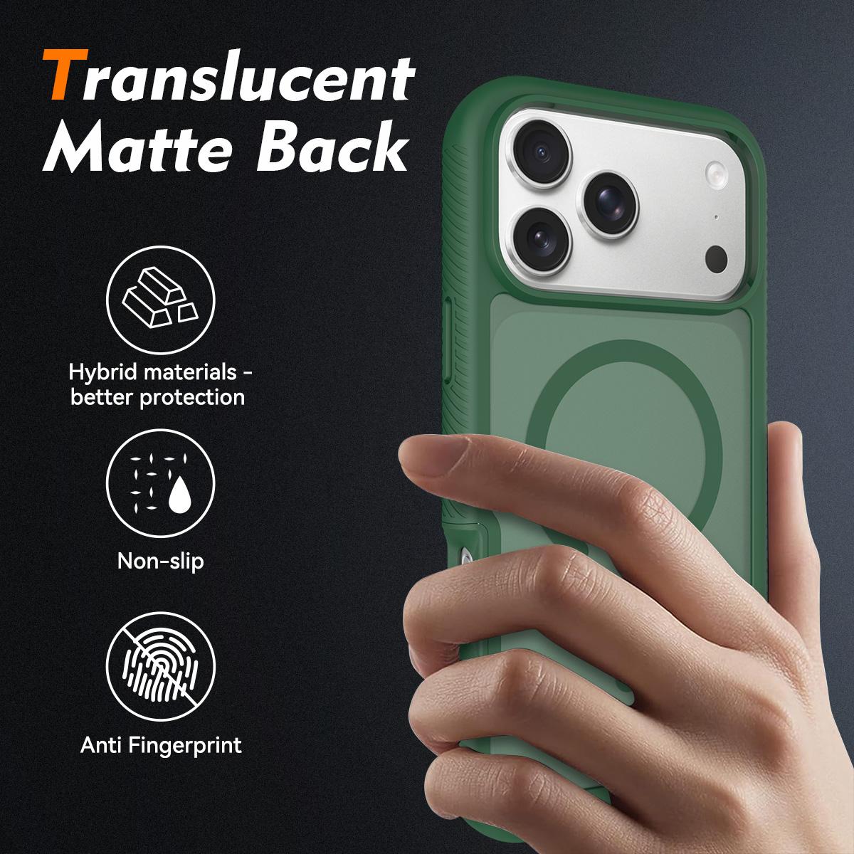 Compatible with iPhone 18 Pro Starry Sky Matte Magnetic TPU Dual-Layer PC Phone Case - Green