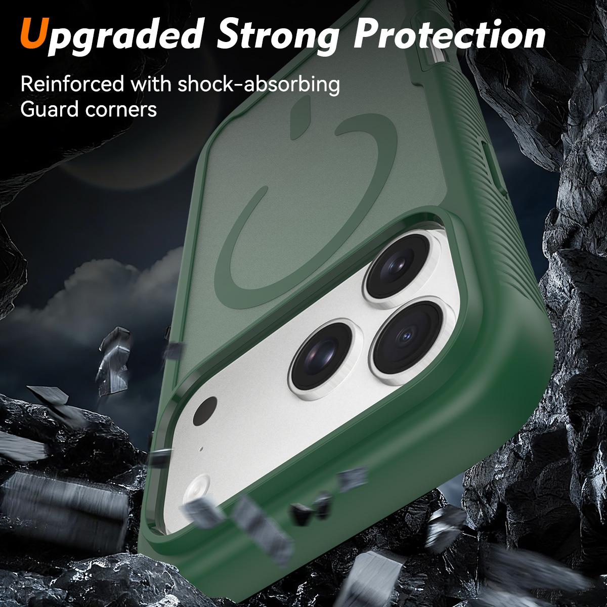 Compatible with iPhone 18 Pro Starry Sky Matte Magnetic TPU Dual-Layer PC Phone Case - Green