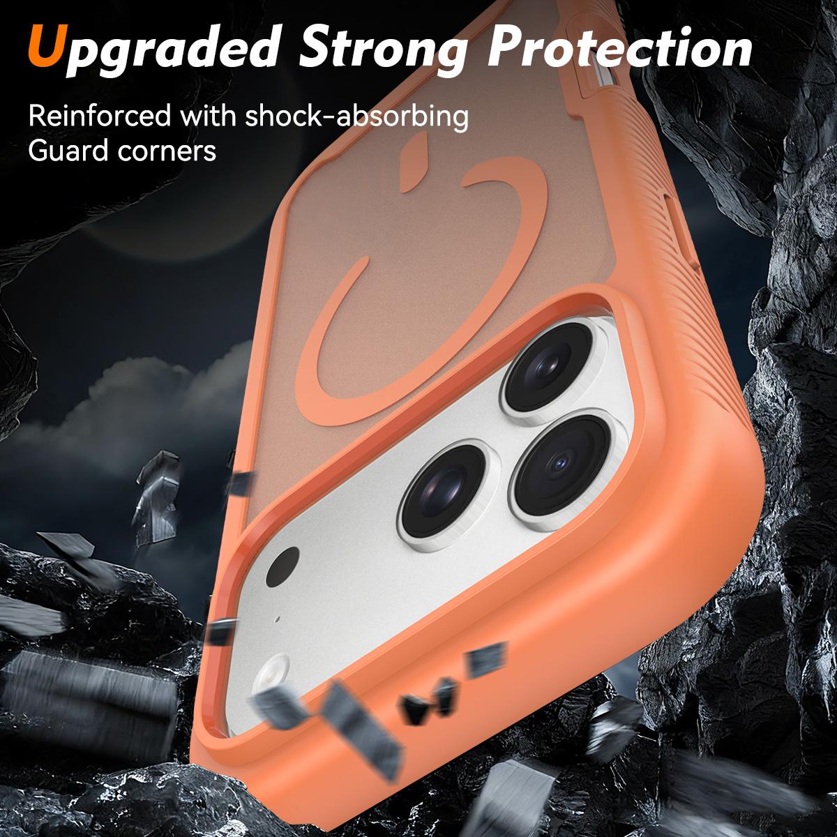 Compatible with iPhone 18 Pro Starry Sky Matte Magnetic TPU Dual-Layer PC Phone Case - Orange