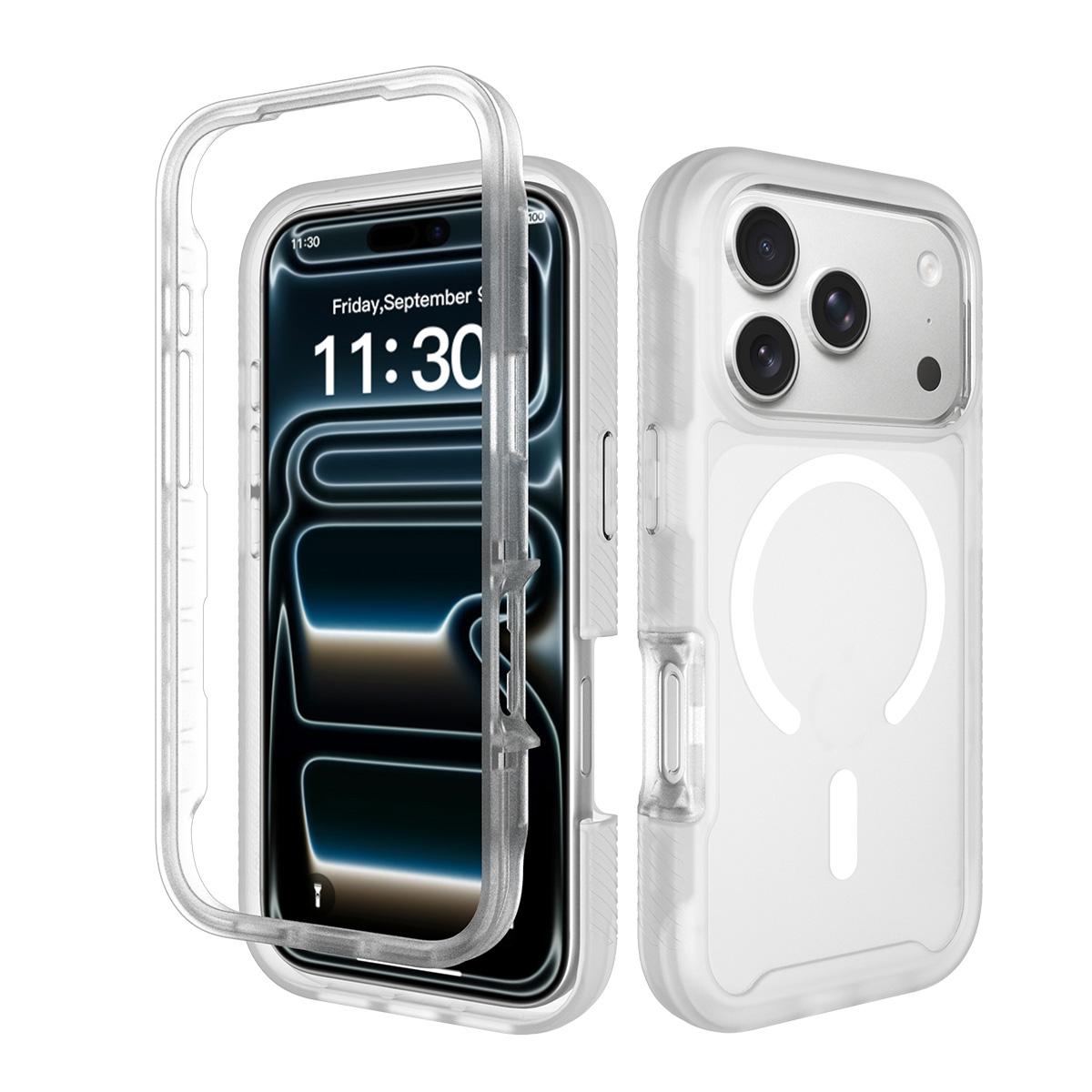 Compatible with iPhone 18 Pro Starry Sky Matte Magnetic TPU Dual-Layer PC Phone Case - Matte Transparent