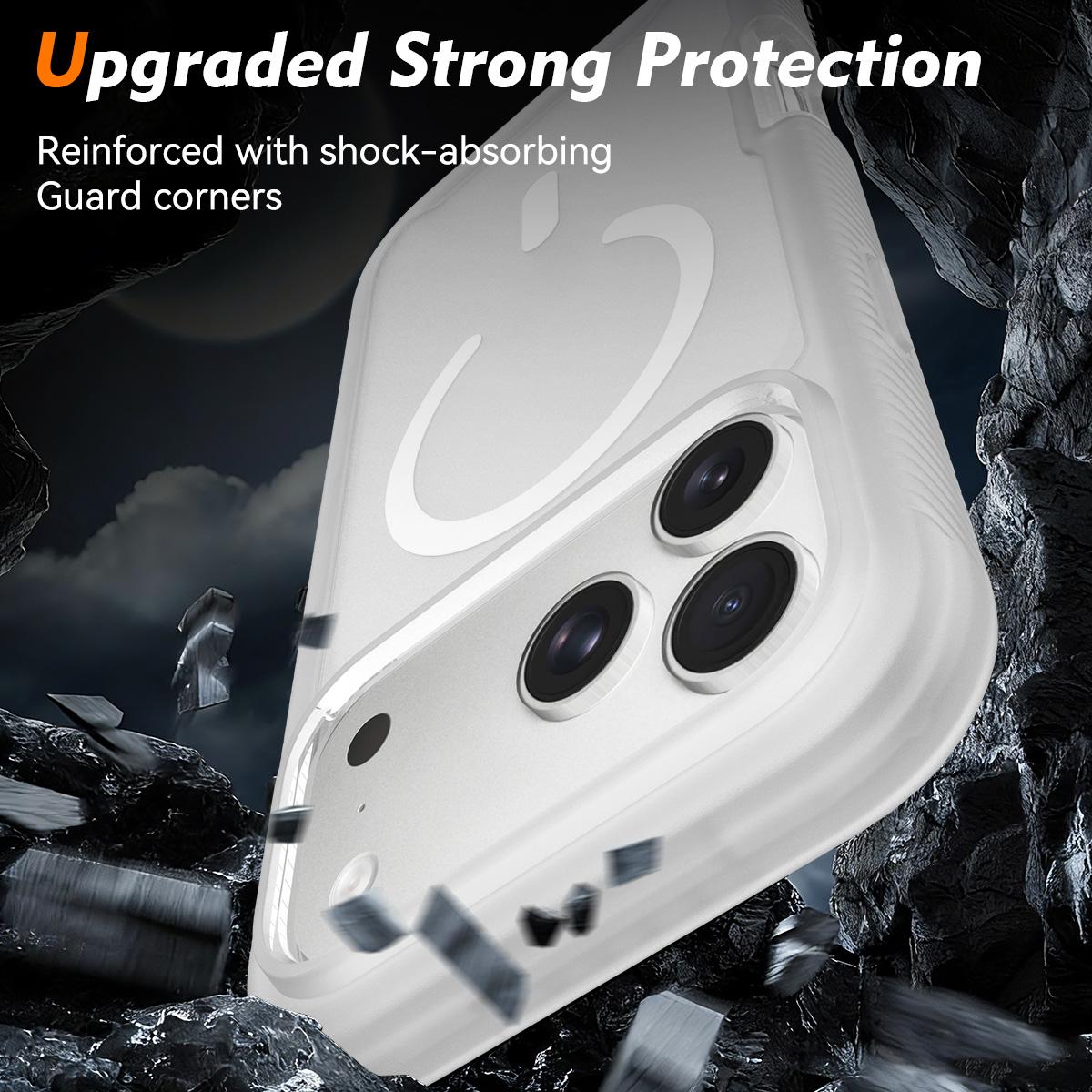 Compatible with iPhone 18 Pro Starry Sky Matte Magnetic TPU Dual-Layer PC Phone Case - Matte Transparent
