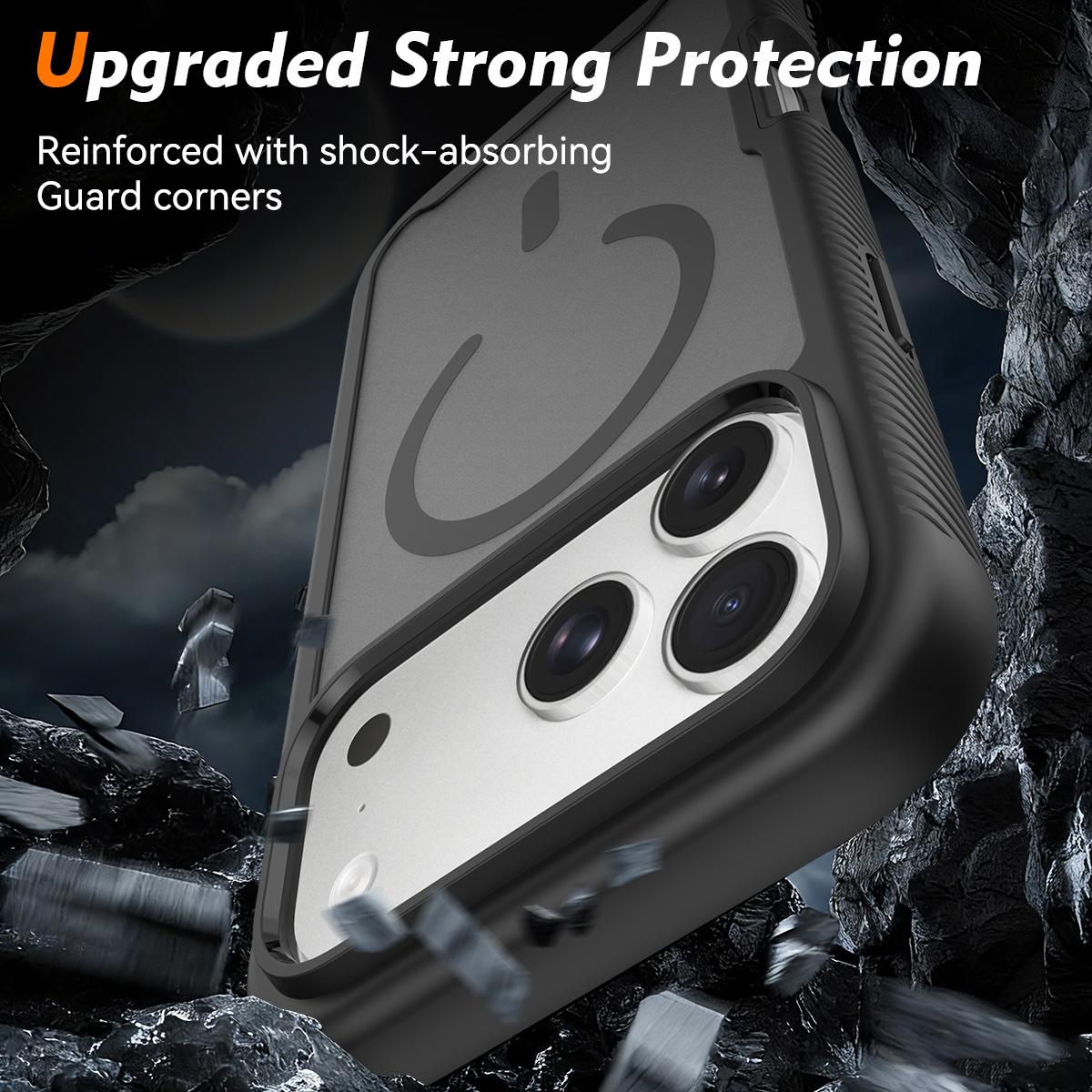 Compatible with iPhone 18 Pro Max Starry Sky Matte Magnetic TPU Dual-Layer PC Phone Case - Black