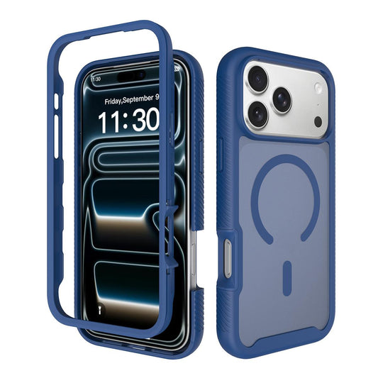 Compatible with iPhone 18 Pro Max Starry Sky Matte Magnetic TPU Dual-Layer PC Phone Case - Blue