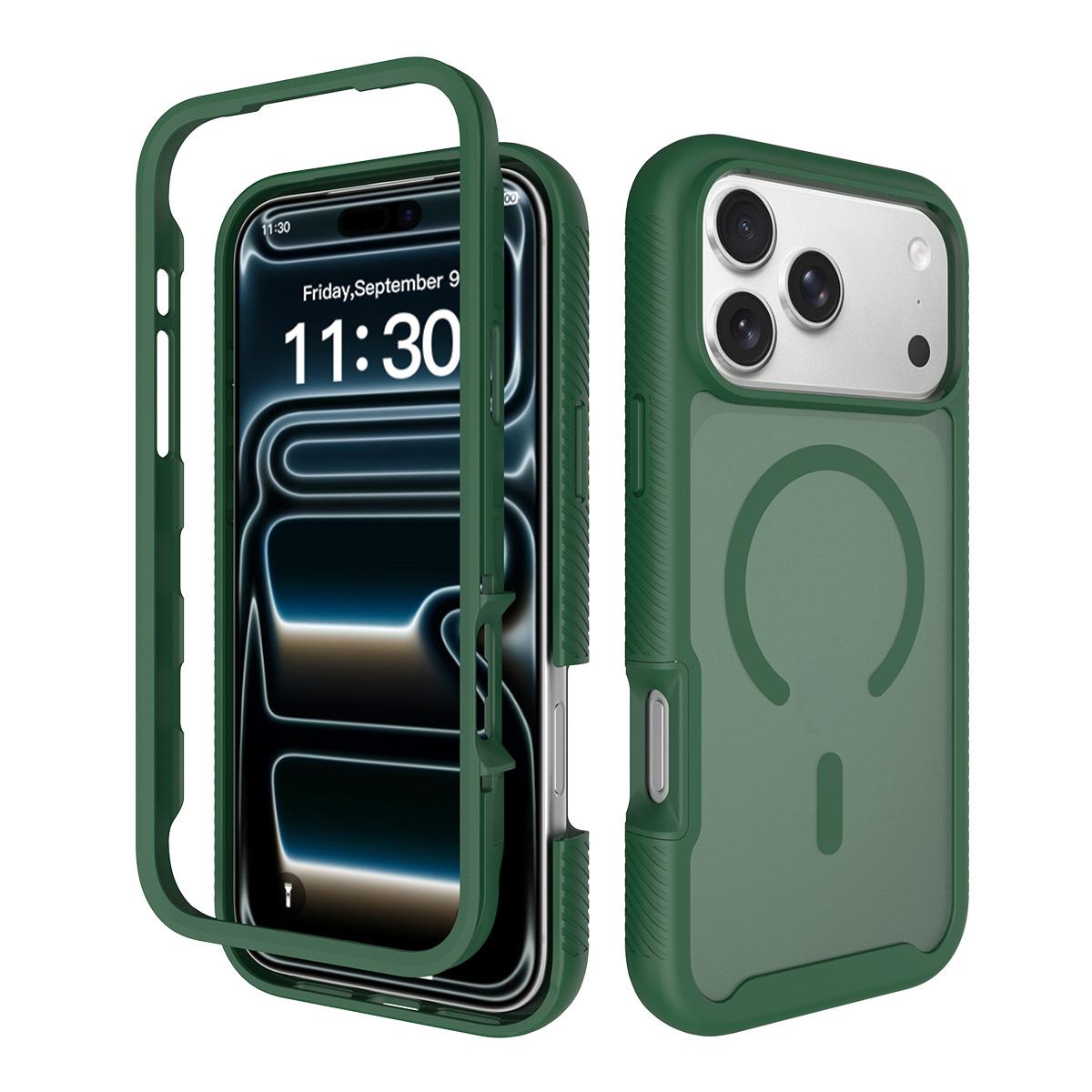 Compatible with iPhone 18 Pro Max Starry Sky Matte Magnetic TPU Dual-Layer PC Phone Case - Green