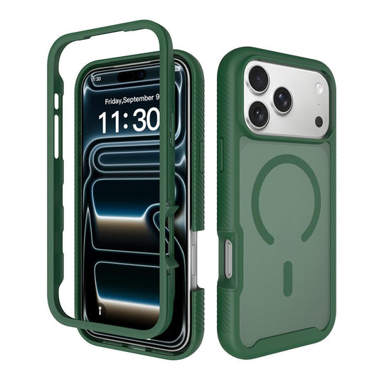 Compatible with iPhone 18 Pro Max Starry Sky Matte Magnetic TPU Dual-Layer PC Phone Case - Green
