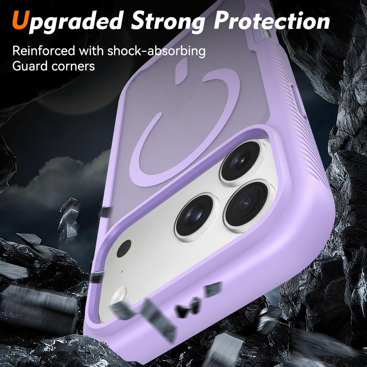 Compatible with iPhone 18 Pro Max Starry Sky Matte Magnetic TPU Dual-Layer PC Phone Case - Purple