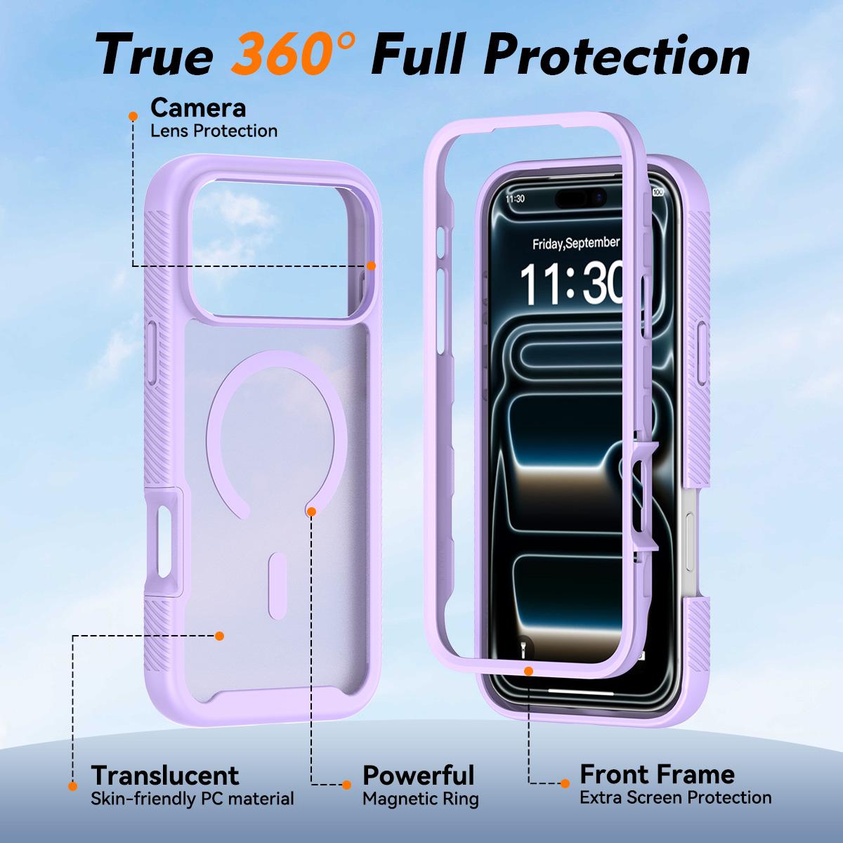 Compatible with iPhone 18 Pro Max Starry Sky Matte Magnetic TPU Dual-Layer PC Phone Case - Purple