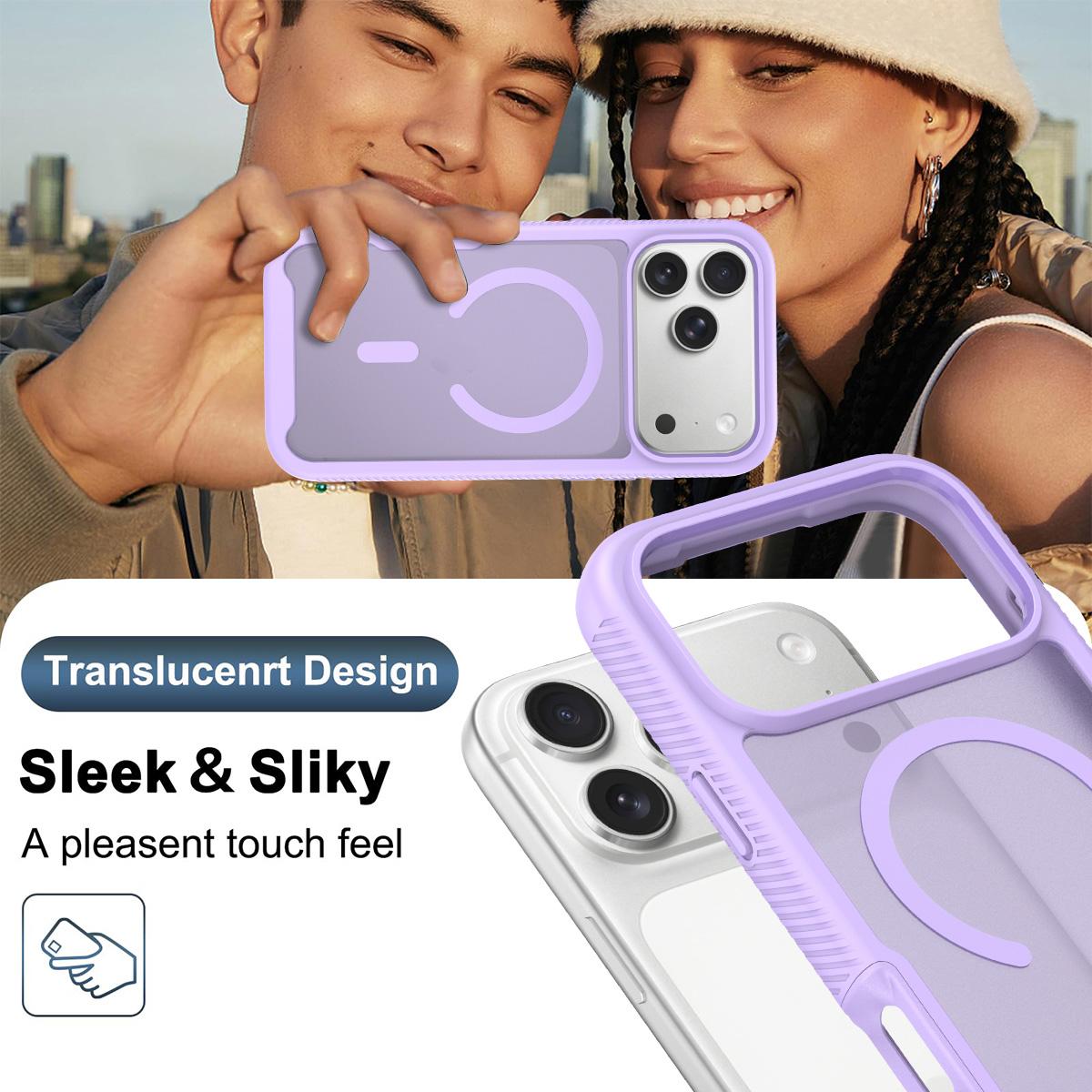 Compatible with iPhone 18 Pro Max Starry Sky Matte Magnetic TPU Dual-Layer PC Phone Case - Purple