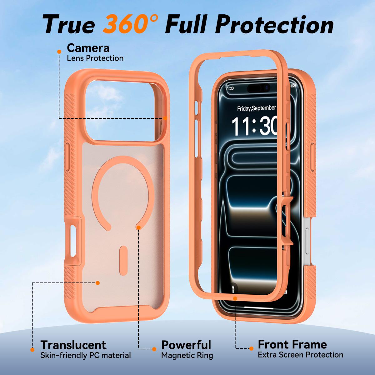 Compatible with iPhone 18 Pro Max Starry Sky Matte Magnetic TPU Dual-Layer PC Phone Case - Orange