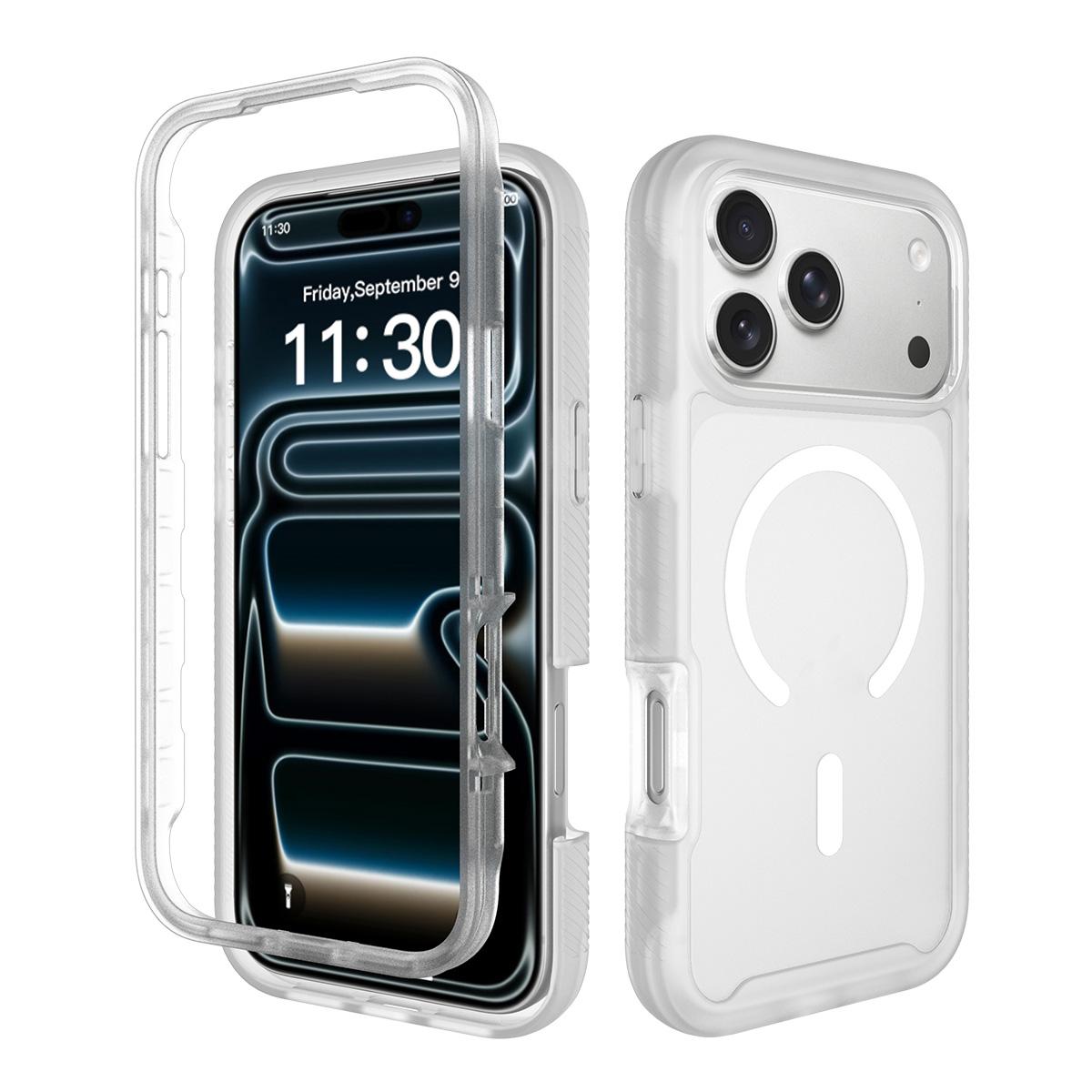 Compatible with iPhone 18 Pro Max Starry Sky Matte Magnetic TPU Dual-Layer PC Phone Case - Matte Transparent