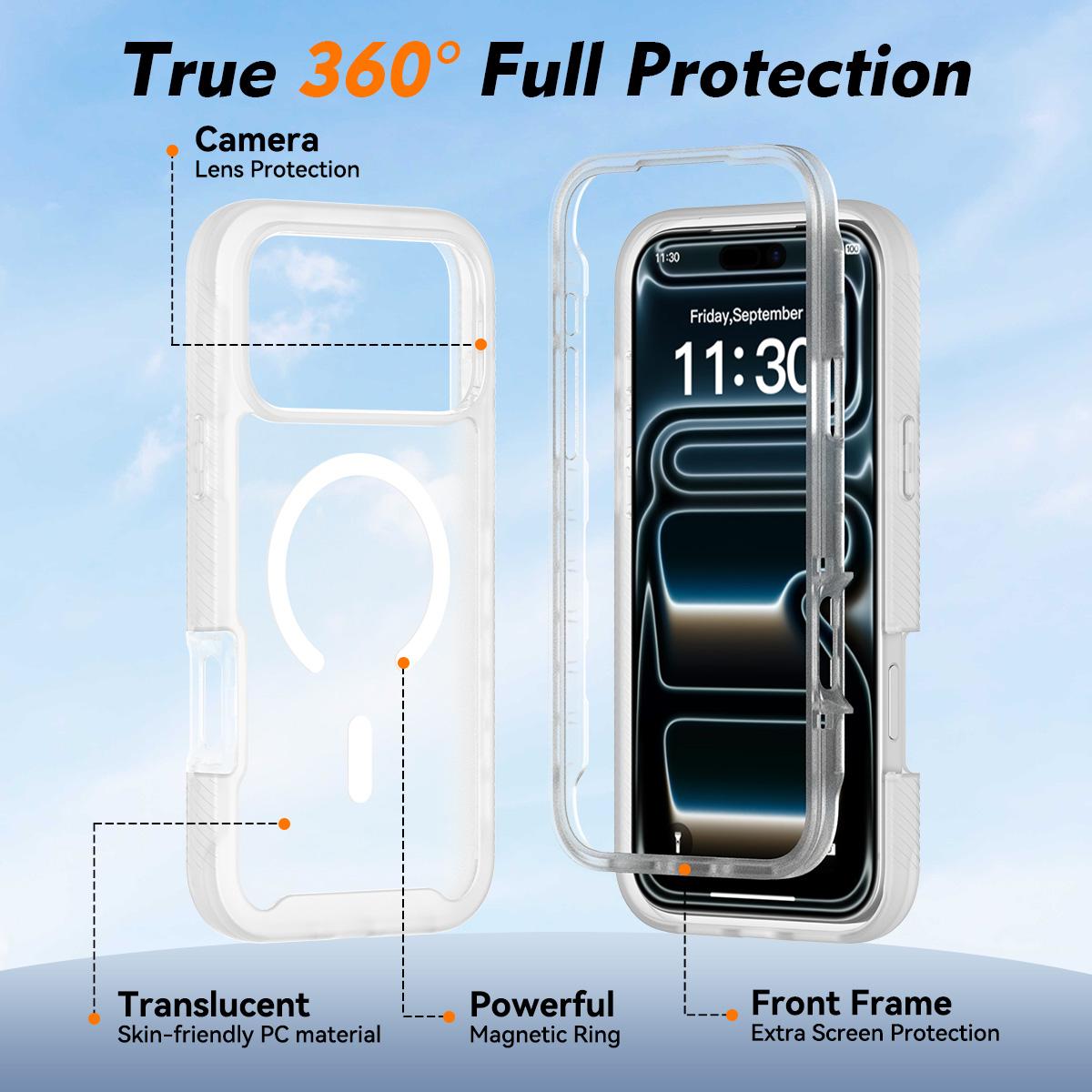 Compatible with iPhone 18 Pro Max Starry Sky Matte Magnetic TPU Dual-Layer PC Phone Case - Matte Transparent