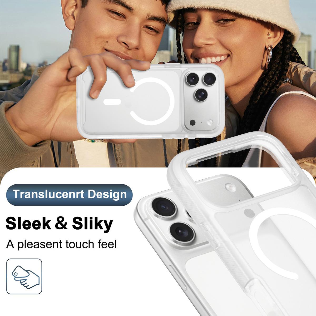 Compatible with iPhone 18 Pro Max Starry Sky Matte Magnetic TPU Dual-Layer PC Phone Case - Matte Transparent