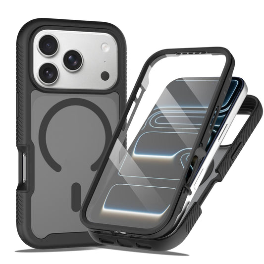 Compatible with iPhone 18 Pro Max Starry Sky Matte Magnetic TPU Dual-Layer PC Phone Case with Screen Protector - Black