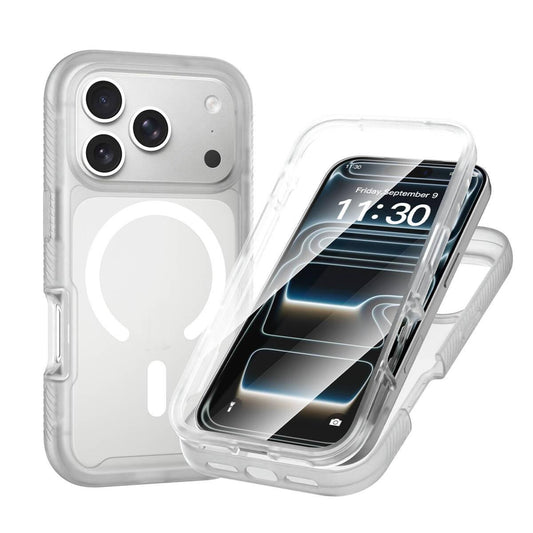 Compatible with iPhone 18 Pro Max Starry Sky Matte Magnetic TPU Dual-Layer PC Phone Case with Screen Protector - Matte Transparent