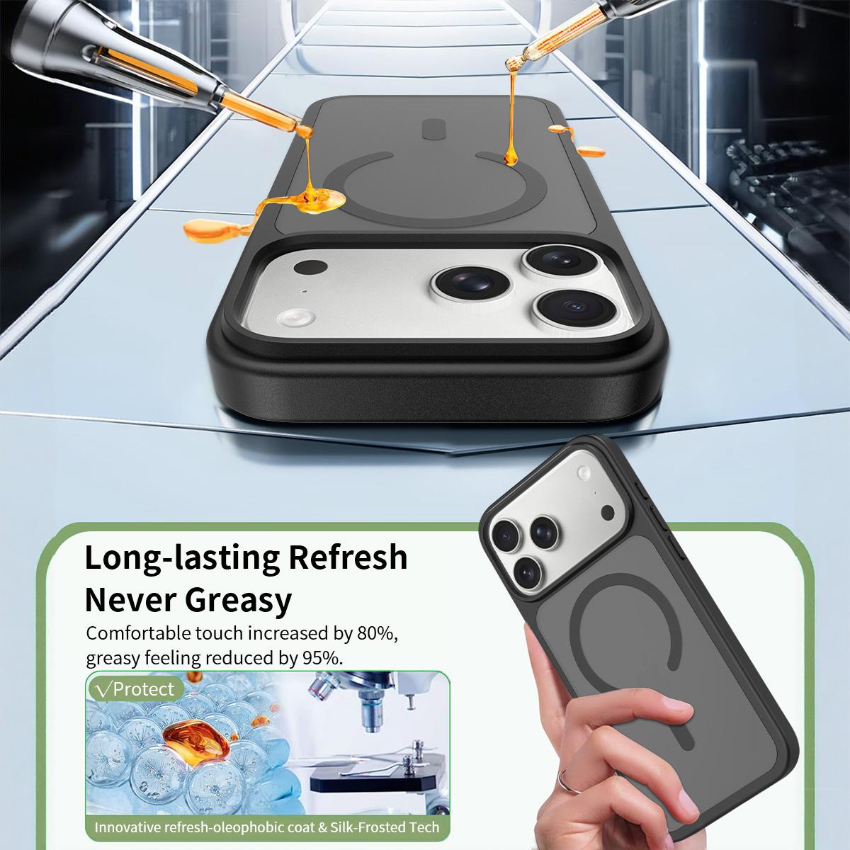 Compatible with iPhone 18 Pro Max Skin Feel TPU Dual-Layer PC MagSafe Phone Case - Black