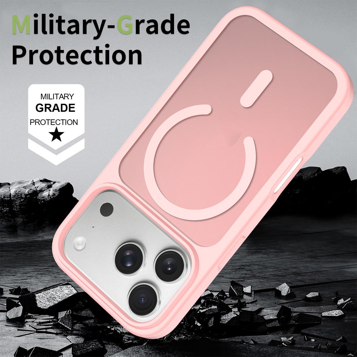 Compatible with iPhone 18 Pro Max Skin Feel TPU Dual-Layer PC MagSafe Phone Case - Pink