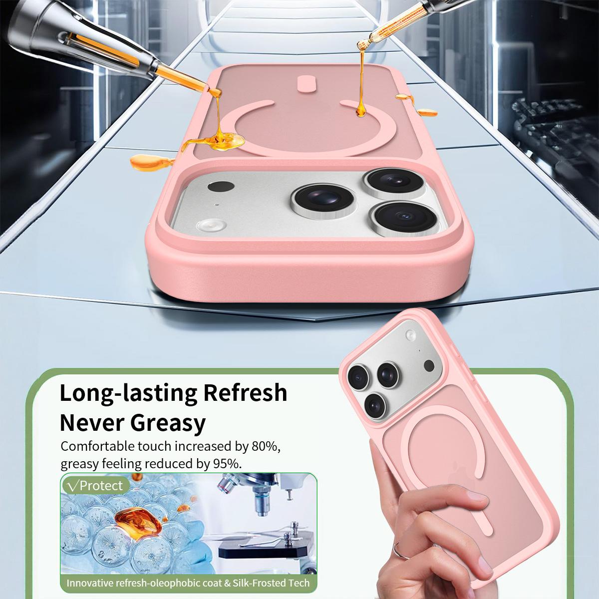 Compatible with iPhone 18 Pro Max Skin Feel TPU Dual-Layer PC MagSafe Phone Case - Pink
