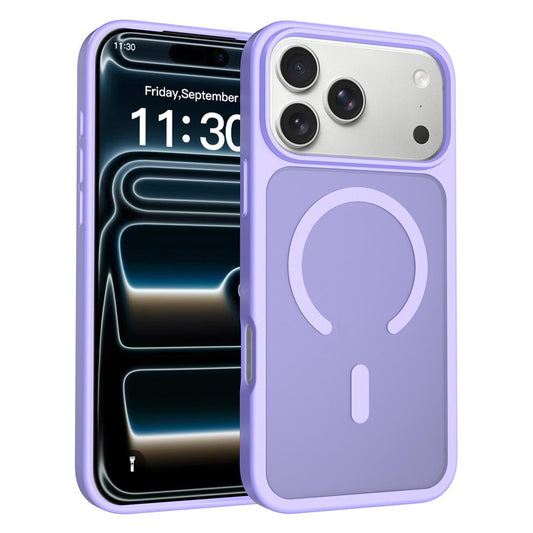 Compatible with iPhone 18 Pro Max Skin Feel TPU Dual-Layer PC MagSafe Phone Case - Purple