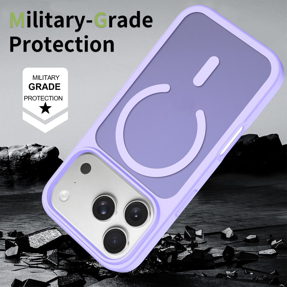 Compatible with iPhone 18 Pro Max Skin Feel TPU Dual-Layer PC MagSafe Phone Case - Purple