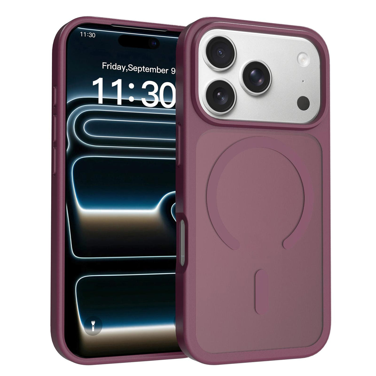 Compatible with iPhone 18 Pro Max Skin Feel TPU Dual-Layer PC MagSafe Phone Case - Cherry Red