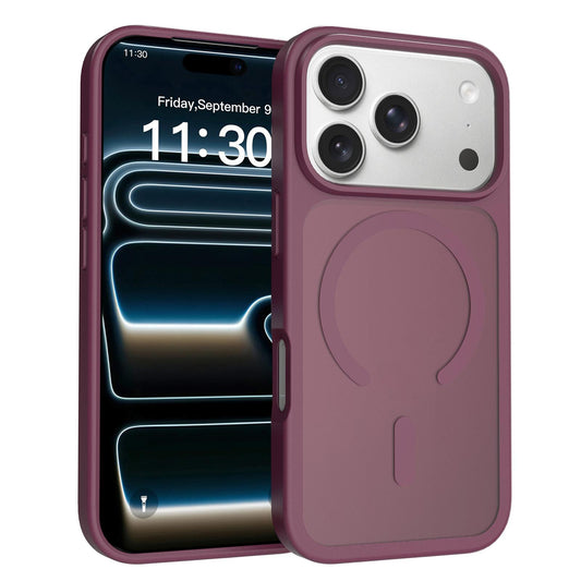 Compatible with iPhone 18 Pro Max Skin Feel TPU Dual-Layer PC MagSafe Phone Case - Cherry Red