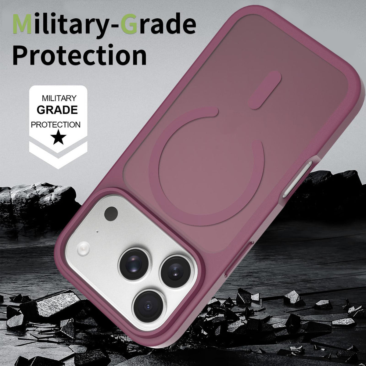 Compatible with iPhone 18 Pro Max Skin Feel TPU Dual-Layer PC MagSafe Phone Case - Cherry Red