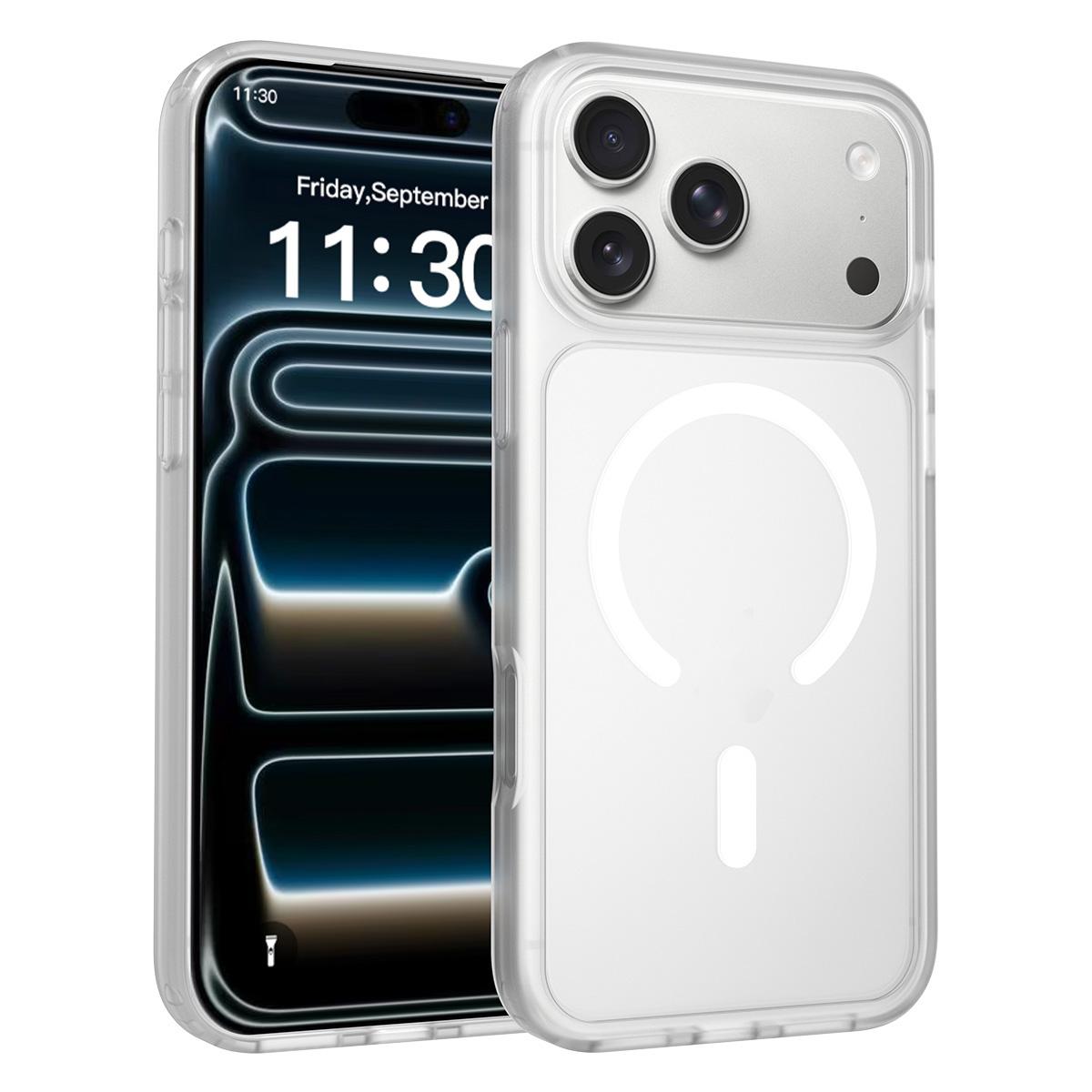 Compatible with iPhone 18 Pro Max Skin Feel TPU Dual-Layer PC MagSafe Phone Case - Transparent