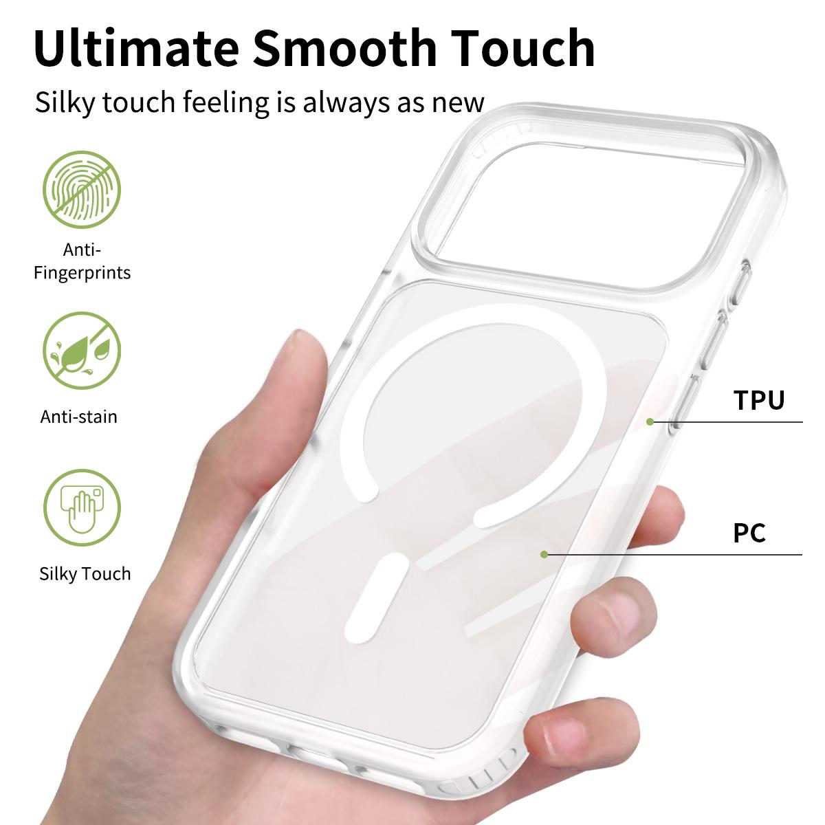 Compatible with iPhone 18 Pro Max Skin Feel TPU Dual-Layer PC MagSafe Phone Case - Transparent