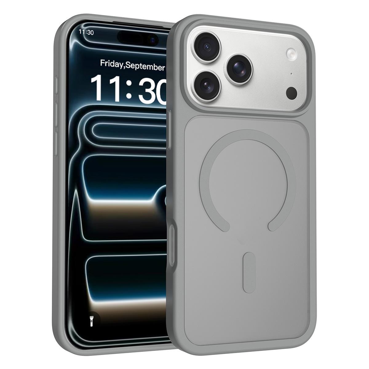 Compatible with iPhone 18 Pro Max Skin Feel TPU Dual-Layer PC MagSafe Phone Case - Dark Grey