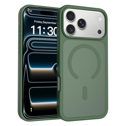 Compatible with iPhone 18 Pro Max Skin Feel TPU Dual-Layer PC MagSafe Phone Case - Dark Green