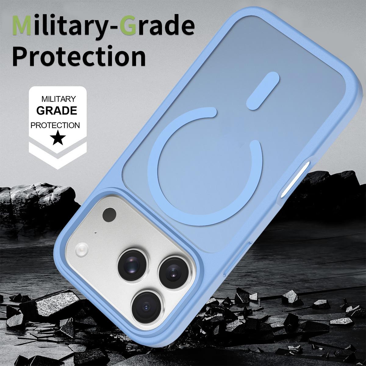 Compatible with iPhone 18 Pro Max Skin Feel TPU Dual-Layer PC MagSafe Phone Case - Sierra Blue