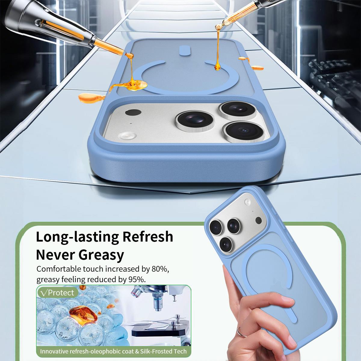Compatible with iPhone 18 Pro Max Skin Feel TPU Dual-Layer PC MagSafe Phone Case - Sierra Blue