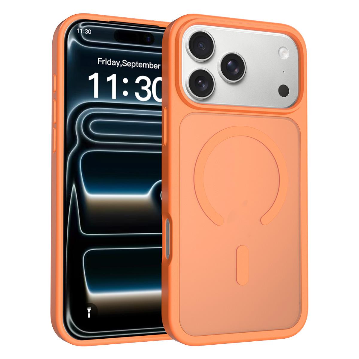 Compatible with iPhone 18 Pro Max Skin Feel TPU Dual-Layer PC MagSafe Phone Case - Orange