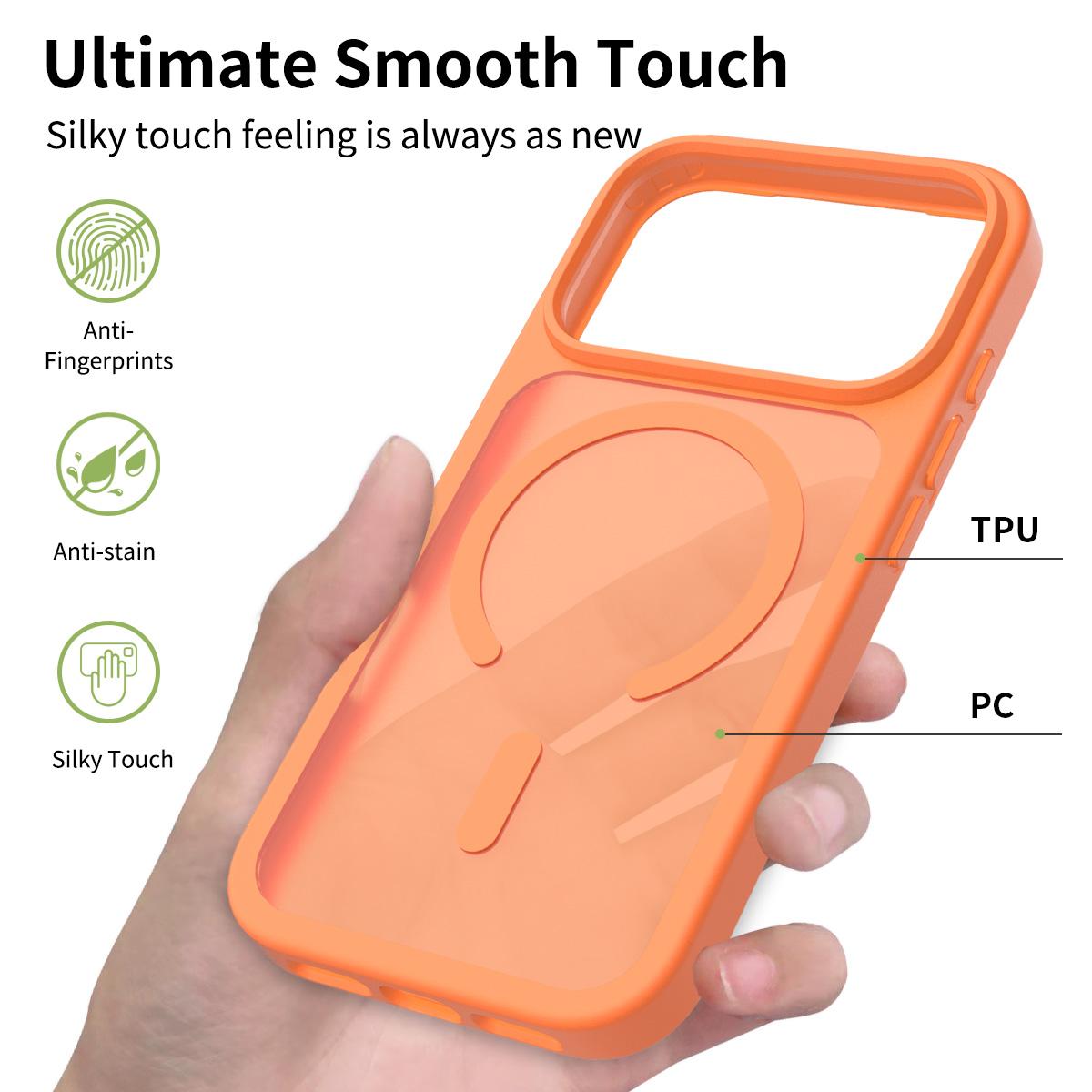 Compatible with iPhone 18 Pro Max Skin Feel TPU Dual-Layer PC MagSafe Phone Case - Orange