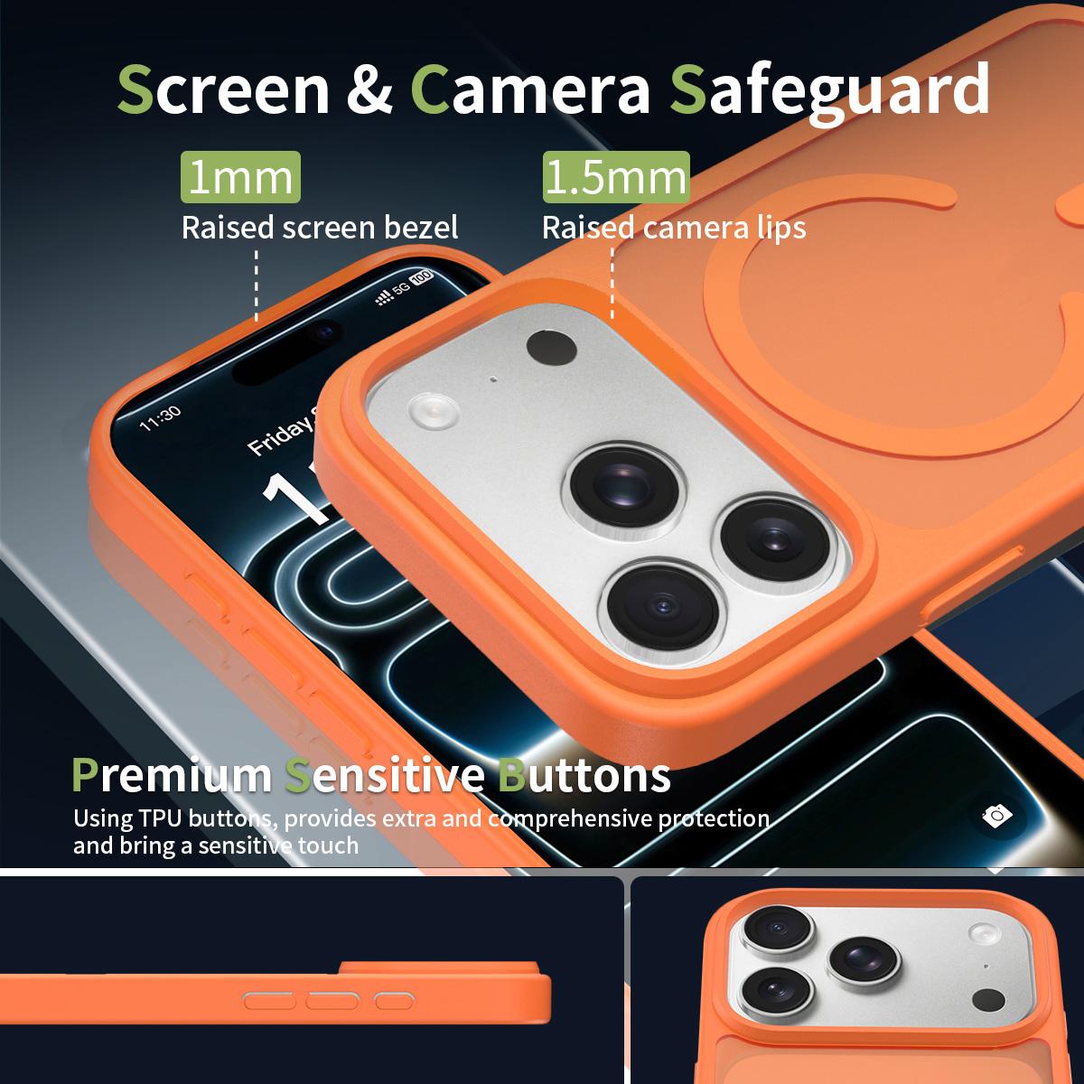 Compatible with iPhone 18 Pro Max Skin Feel TPU Dual-Layer PC MagSafe Phone Case - Orange