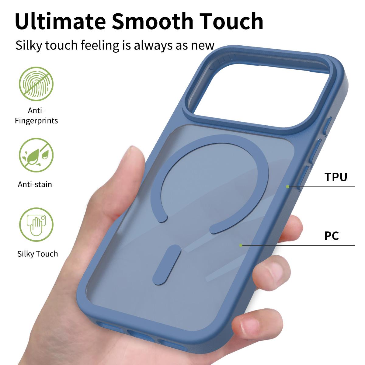 Compatible with iPhone 18 Pro Skin Feel TPU Dual-Layer PC MagSafe Phone Case - Blue