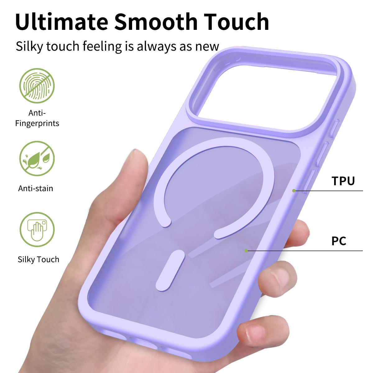 Compatible with iPhone 18 Pro Skin Feel TPU Dual-Layer PC MagSafe Phone Case - Purple