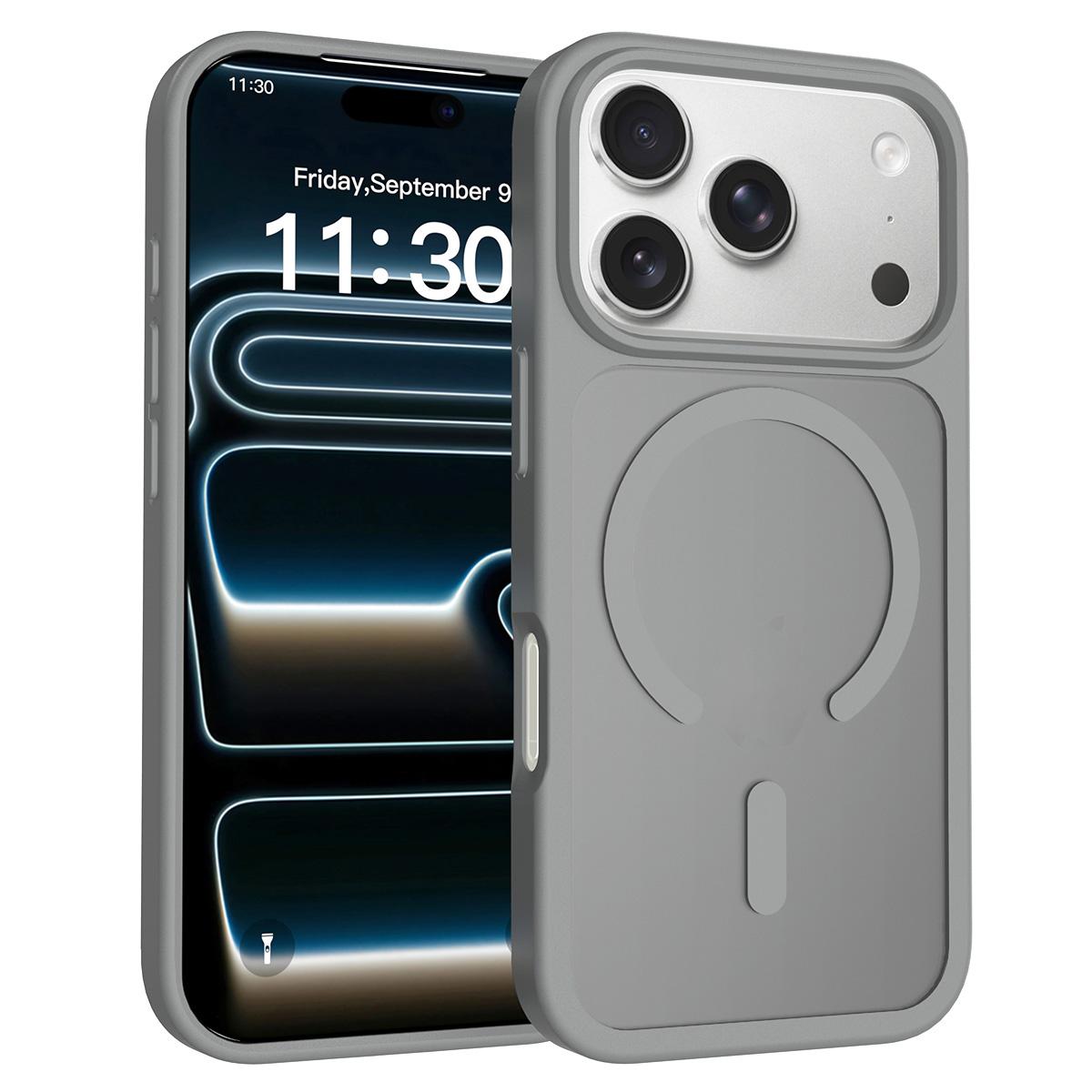Compatible with iPhone 18 Pro Skin Feel TPU Dual-Layer PC MagSafe Phone Case - Dark Grey