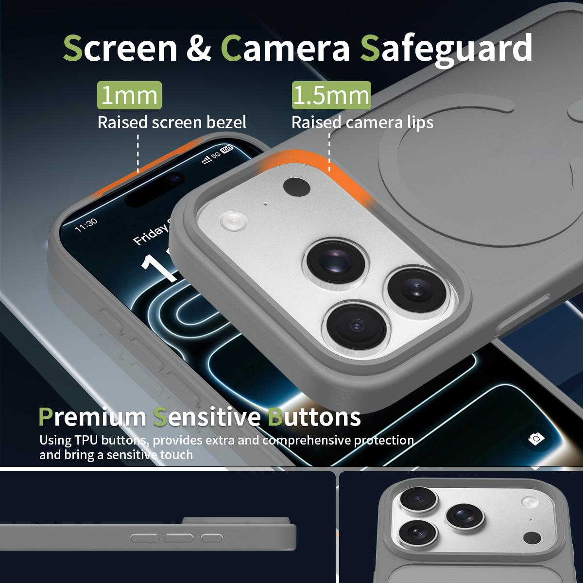 Compatible with iPhone 18 Pro Skin Feel TPU Dual-Layer PC MagSafe Phone Case - Dark Grey