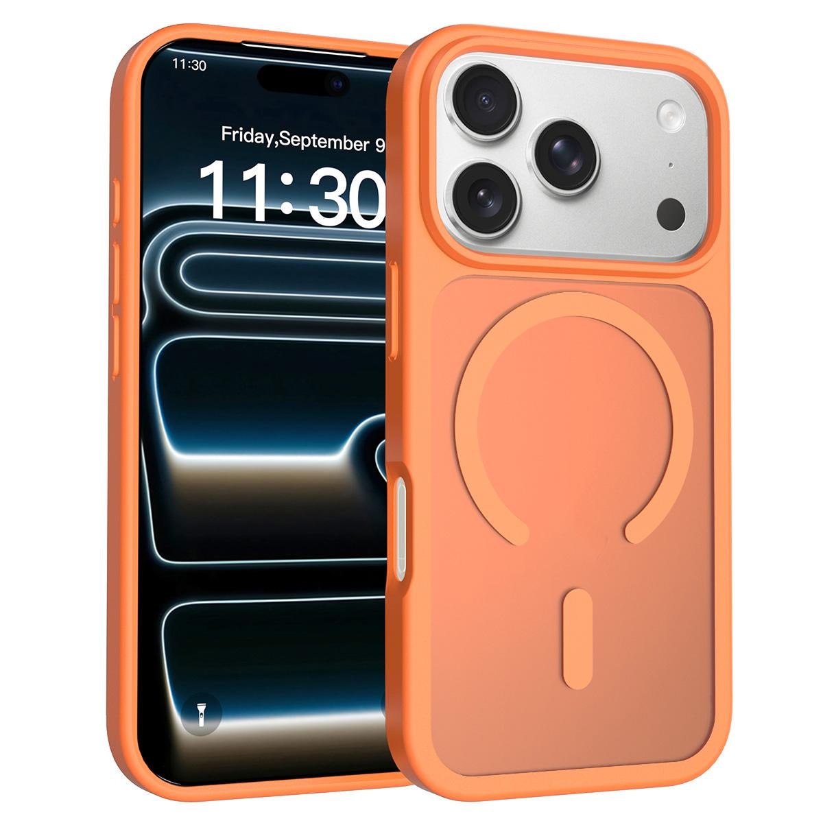 Compatible with iPhone 18 Pro Skin Feel TPU Dual-Layer PC MagSafe Phone Case - Orange