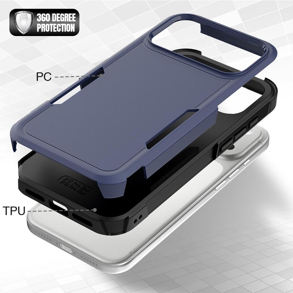 Compatible with iPhone 18 Pro Max 2 in 1 PC + TPU Phone Case - Dark Blue