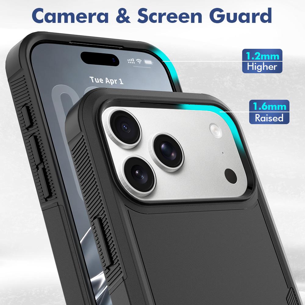 Compatible with iPhone 18 Pro Max 2 in 1 PC + TPU Phone Case - Black