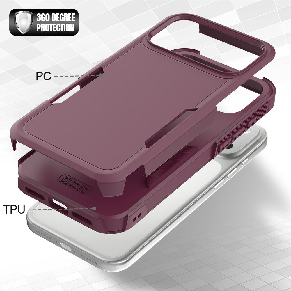 Compatible with iPhone 18 Pro Max 2 in 1 PC + TPU Phone Case - Cherry Red
